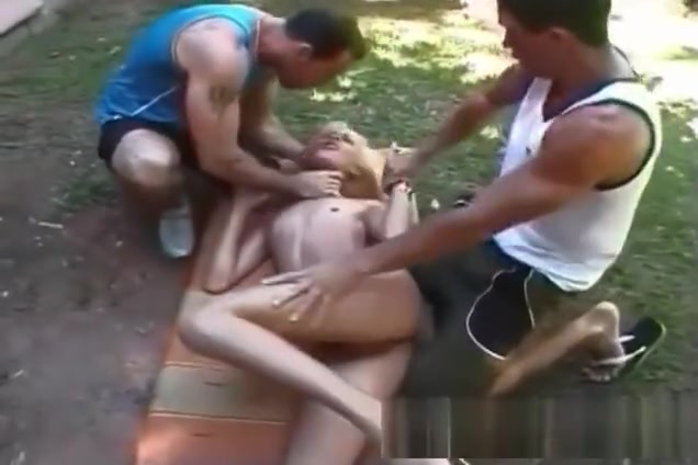Sexy shemale satisfies two white guys
