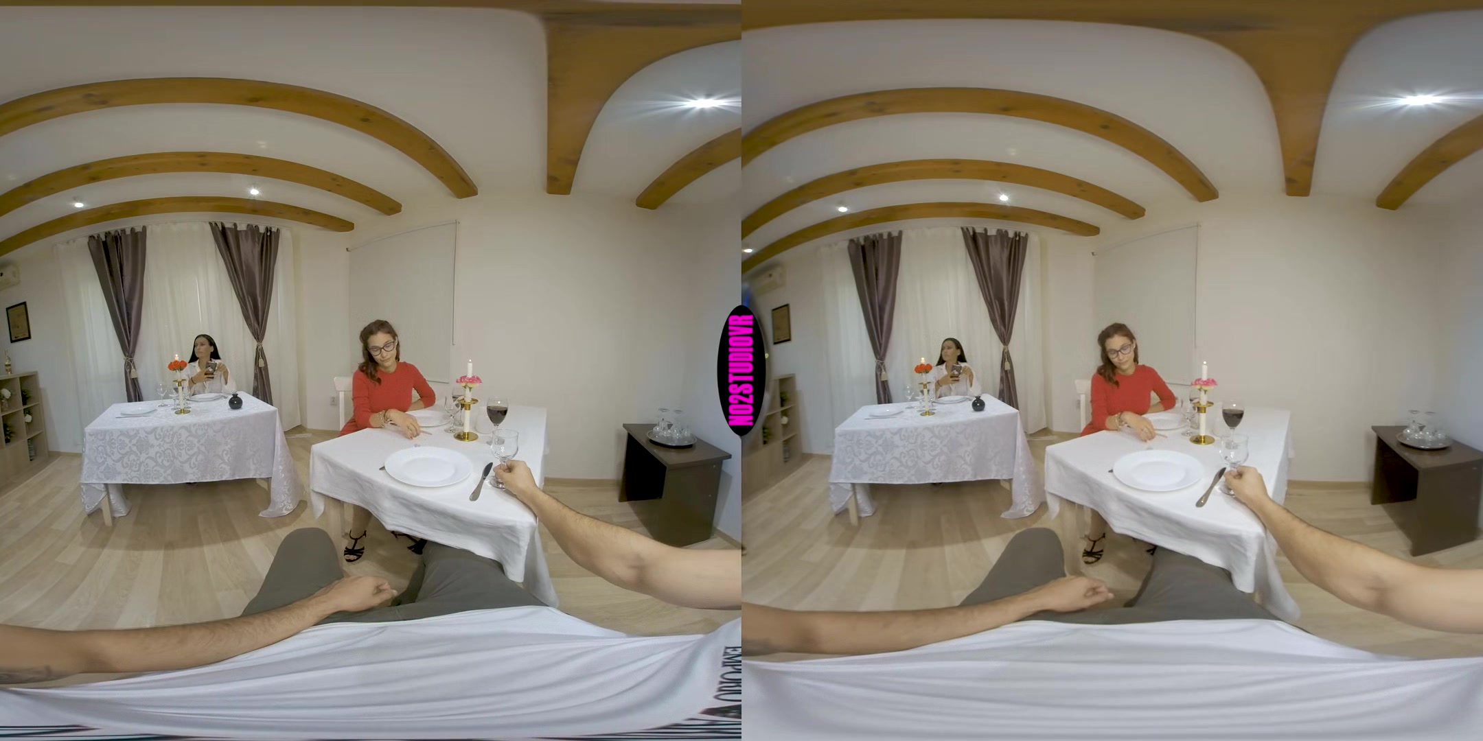 Dinner For Two, Foursome For Me; MFFF POV VR Sex with Busty Euro Pornstars