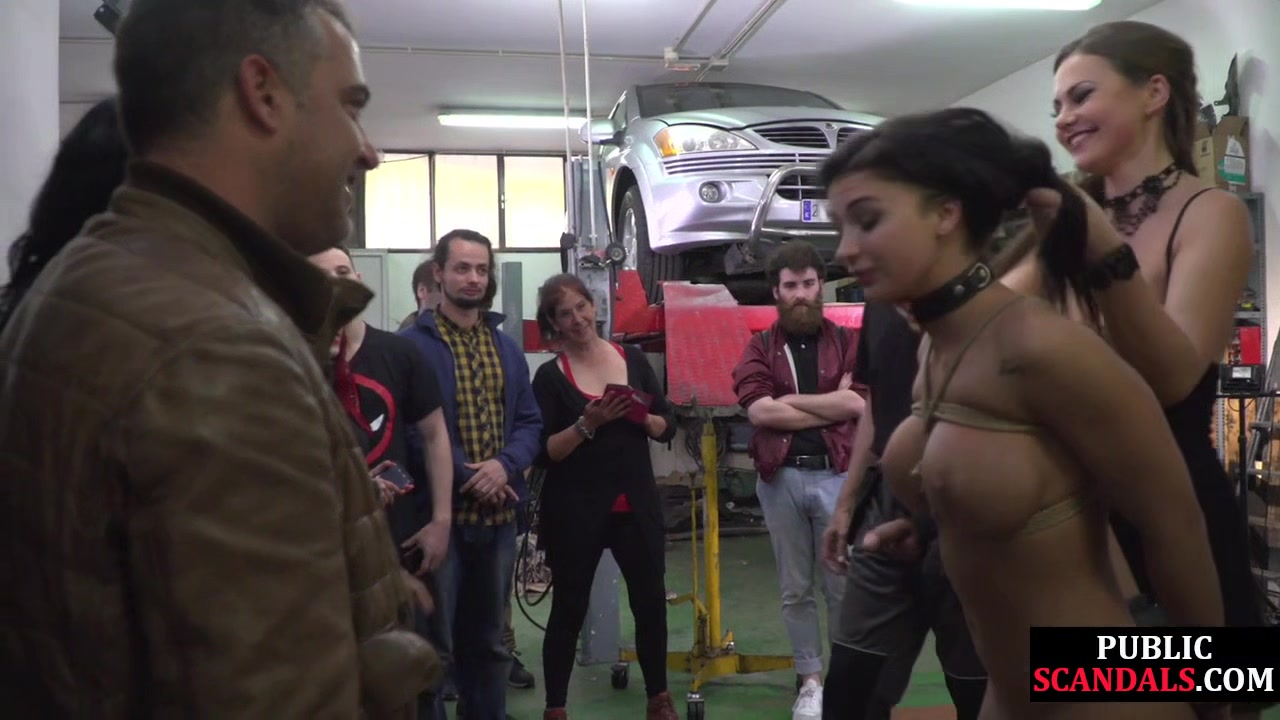 Tied stunning bae pussydrilled in garage
