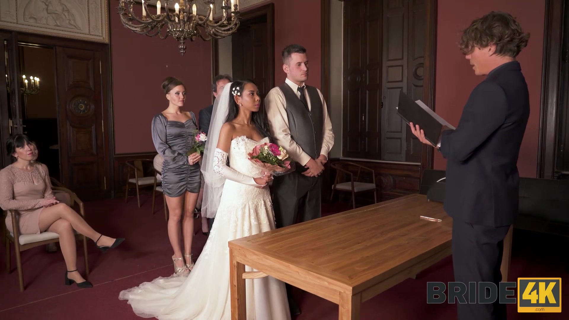 BRIDE4K. Couple starts fucking in front of the guests after wedding ceremony