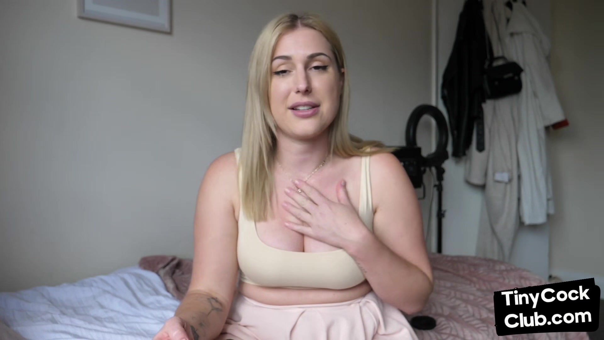 SPH solo busty babe talks humiliative about small dick men