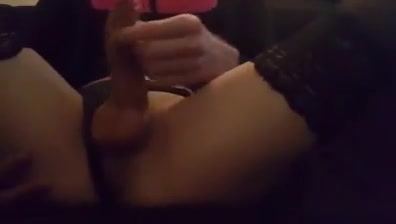 Horny crossdress stroking and some little dildoplay
