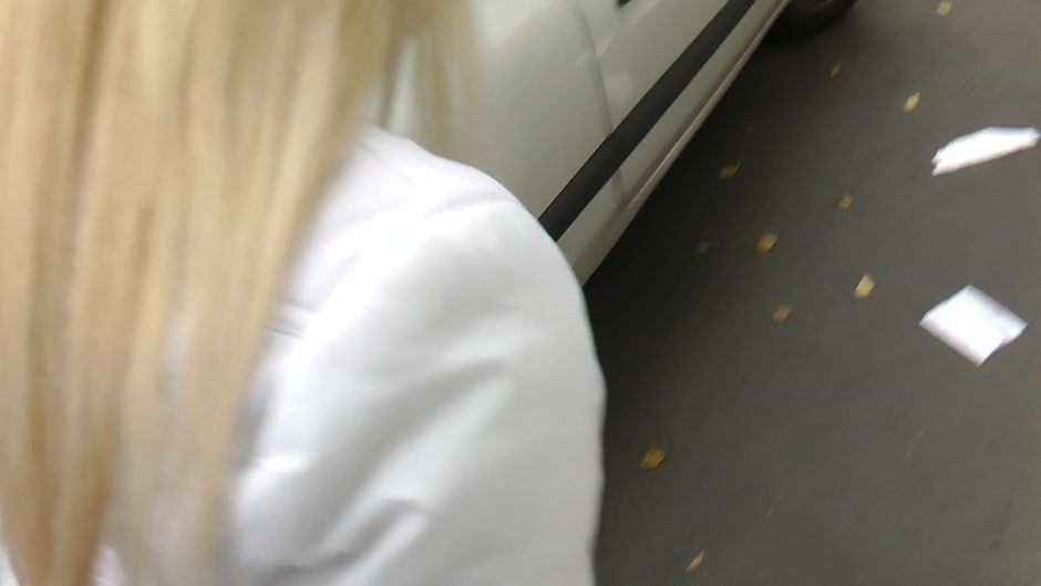 Cute blondie has hardcore sex in the street