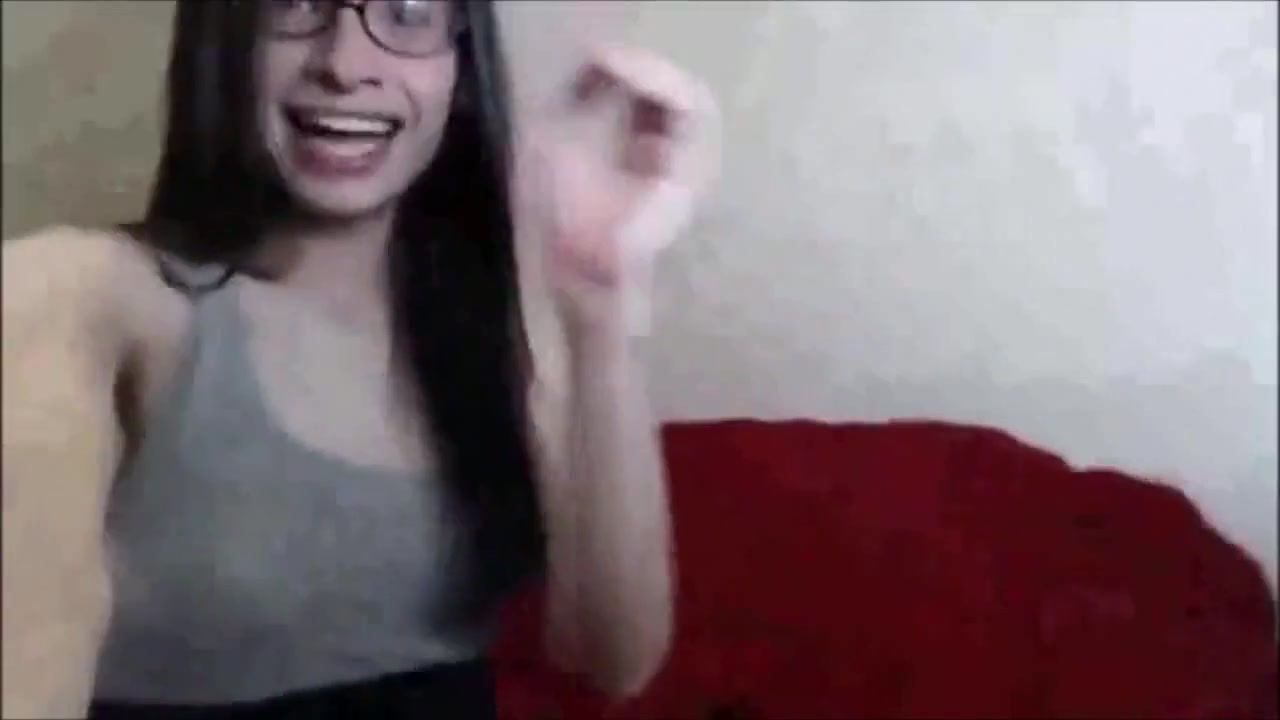 Webcam Shemale with glasses cums in Her on Face