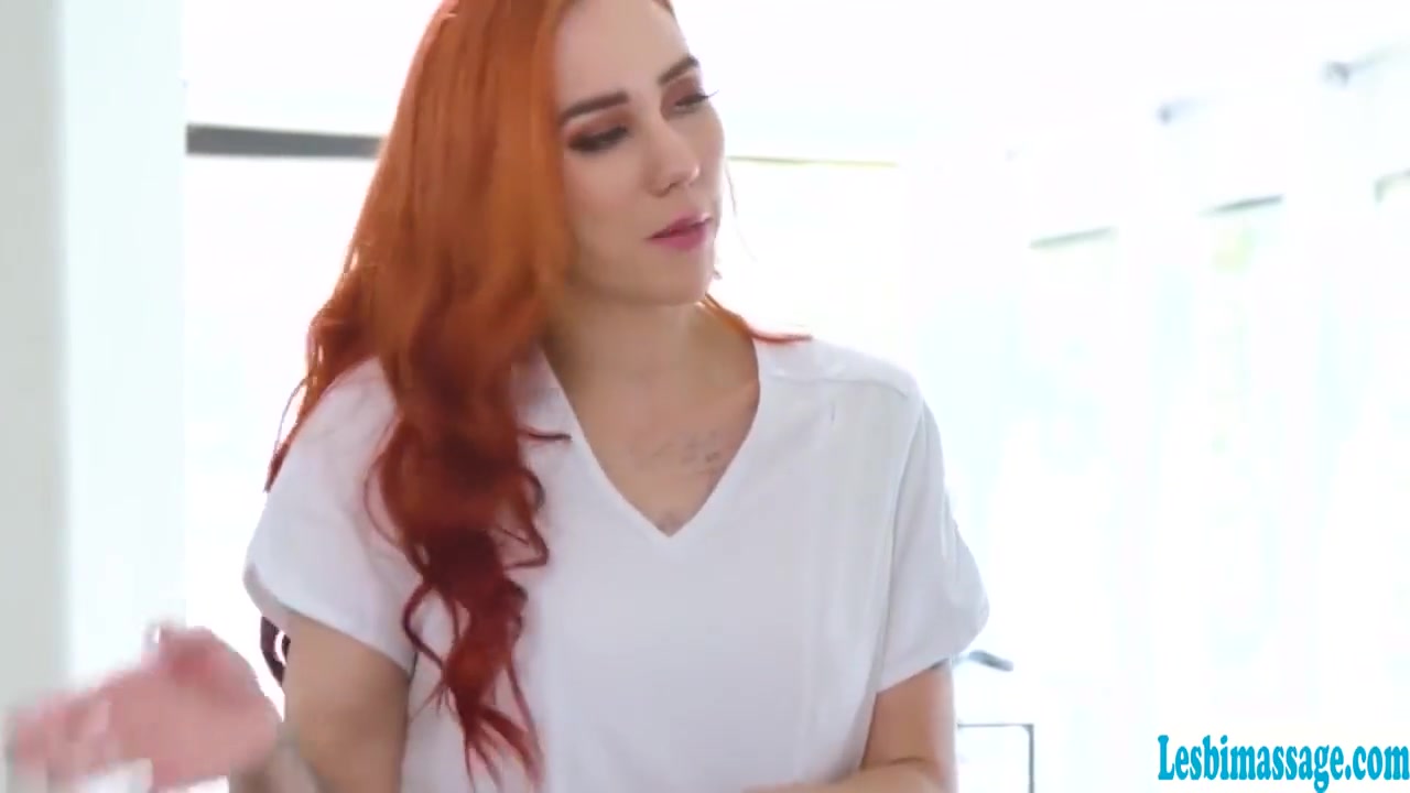 Busty Redhead Masseuse Massages Her Clients Body Using Tits