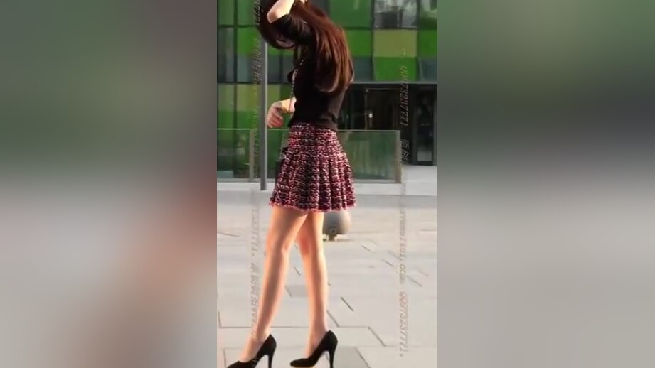 Chinese girl in short skirt