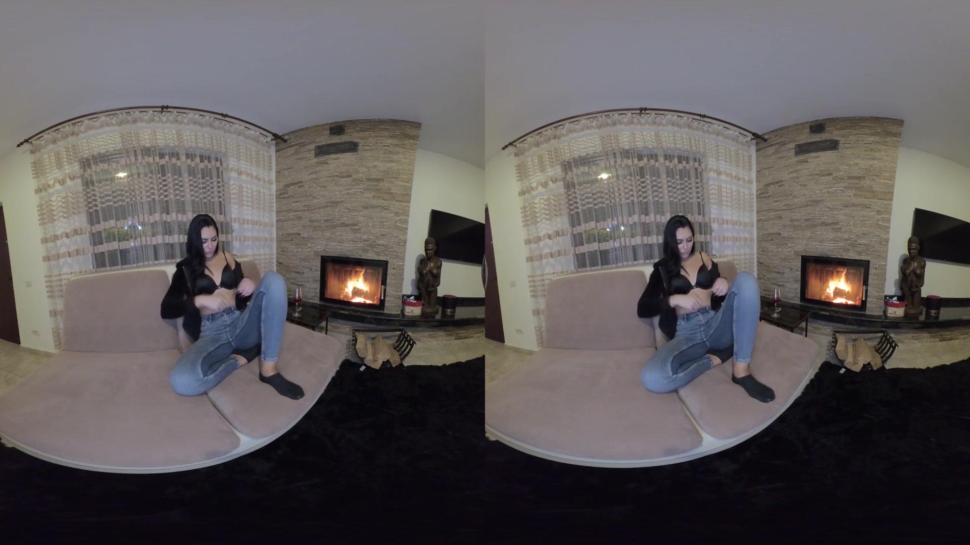 Kilenya Patrice - Fireplace; Brunette Amateur Babe Solo Stripping