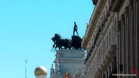 Cum Guzzling Euro trash Whore Hanna Montada gets fucked like a sex doll in busy urban Madrid
