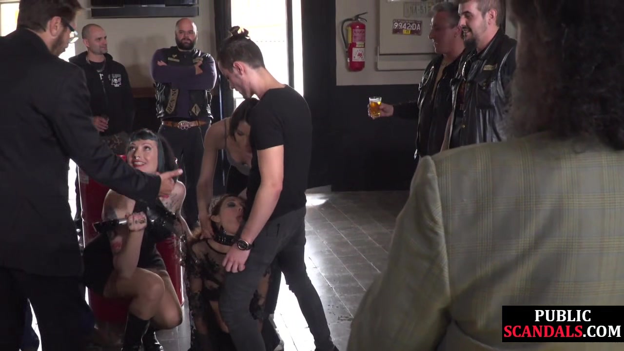 Public BDSM fucked and humiliated in front of