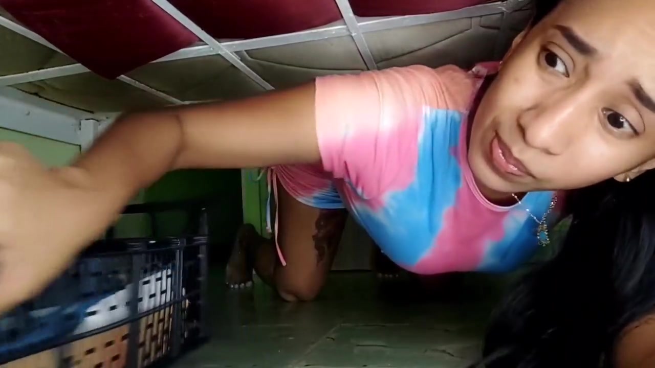 Stepsister Gets Stuck Under The Bed And Her Stepbrother Fucks Her While Helping Her Out. English Sub