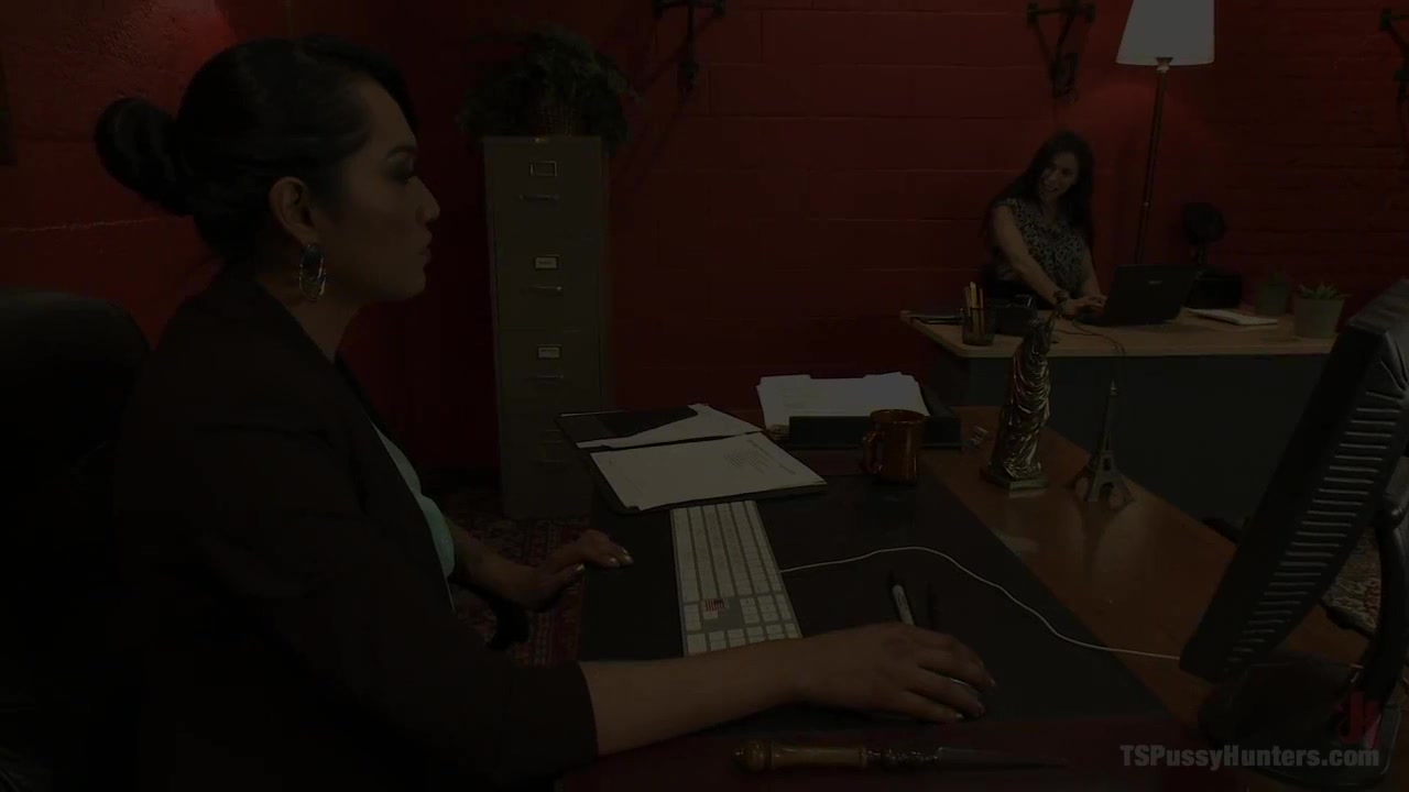 Busted Watching Porn at Work-Boss Punishes Bad Employee w/Her Own Cock