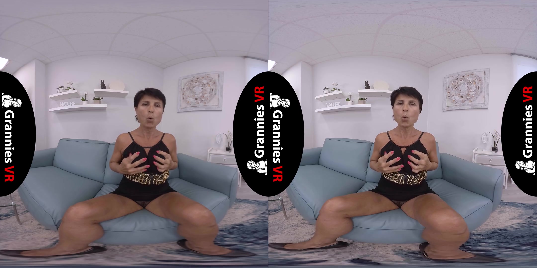 Marcela - Mature Masturbates on Sofa; Tanned GILF with Toy