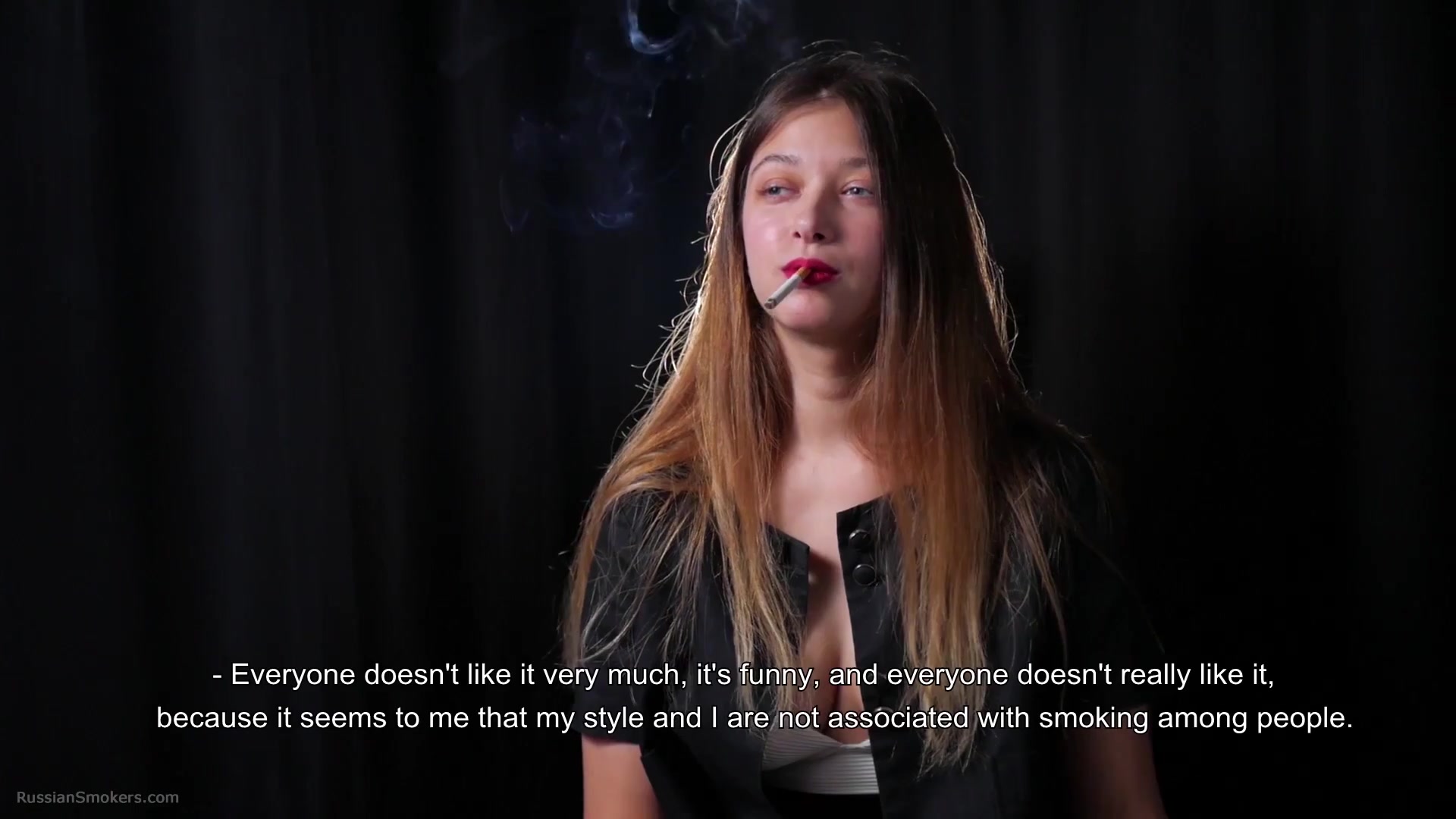 Irina Is Giving An Interview While Smoking