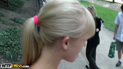 Beauty with piercing blows a biggest ramrod in the alley