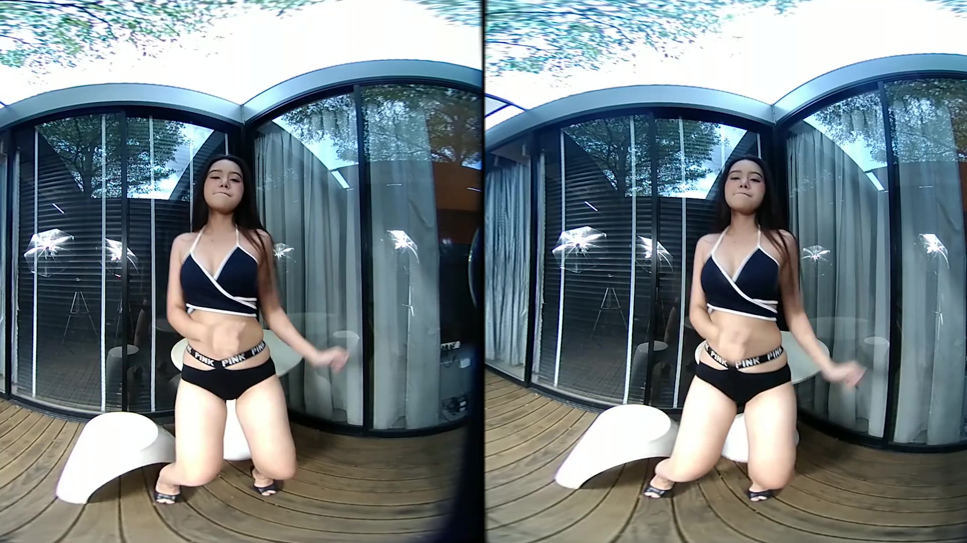 Asian teen 18+ In Black Bikini Videoshoots With Music - VRpussyVision
