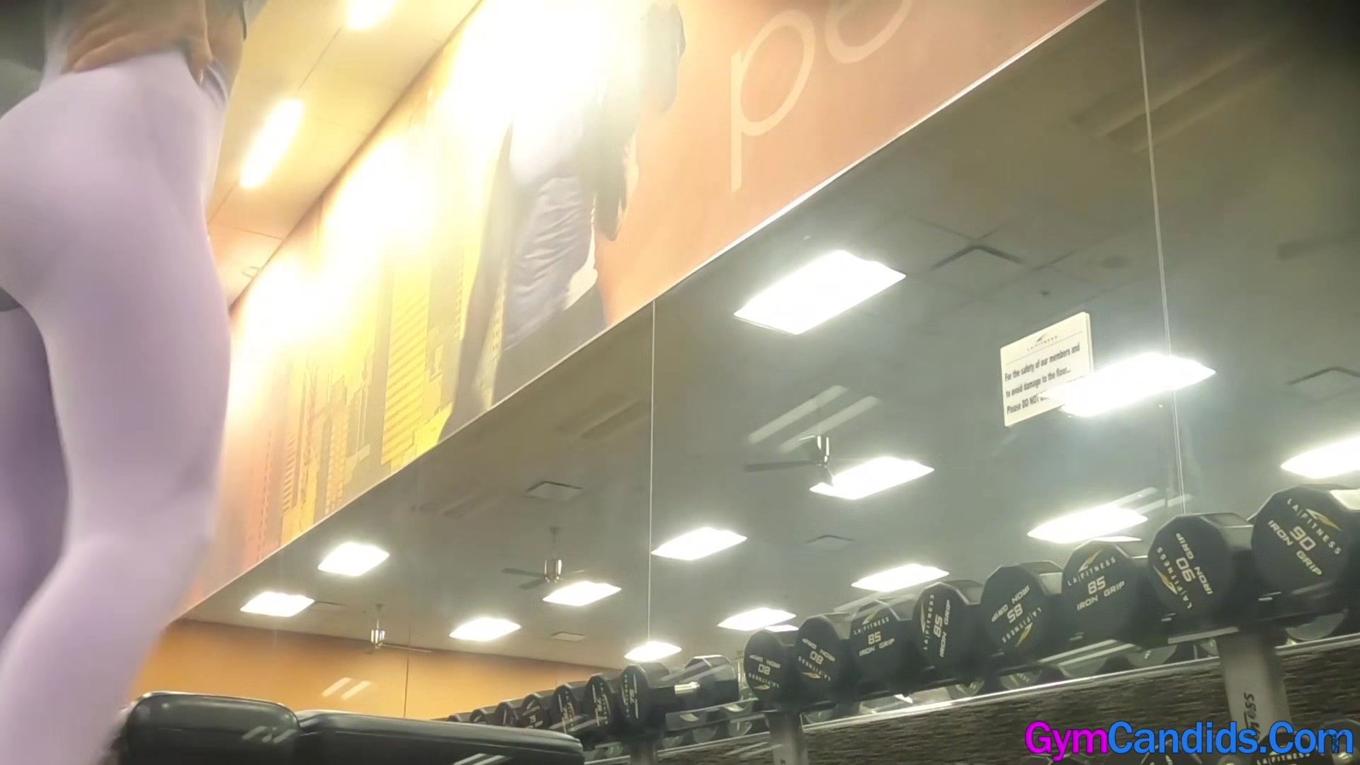 Candid Gym Blonde Ass in Purple Leggings