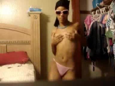 Cute homemade striptease video by young skinny chick