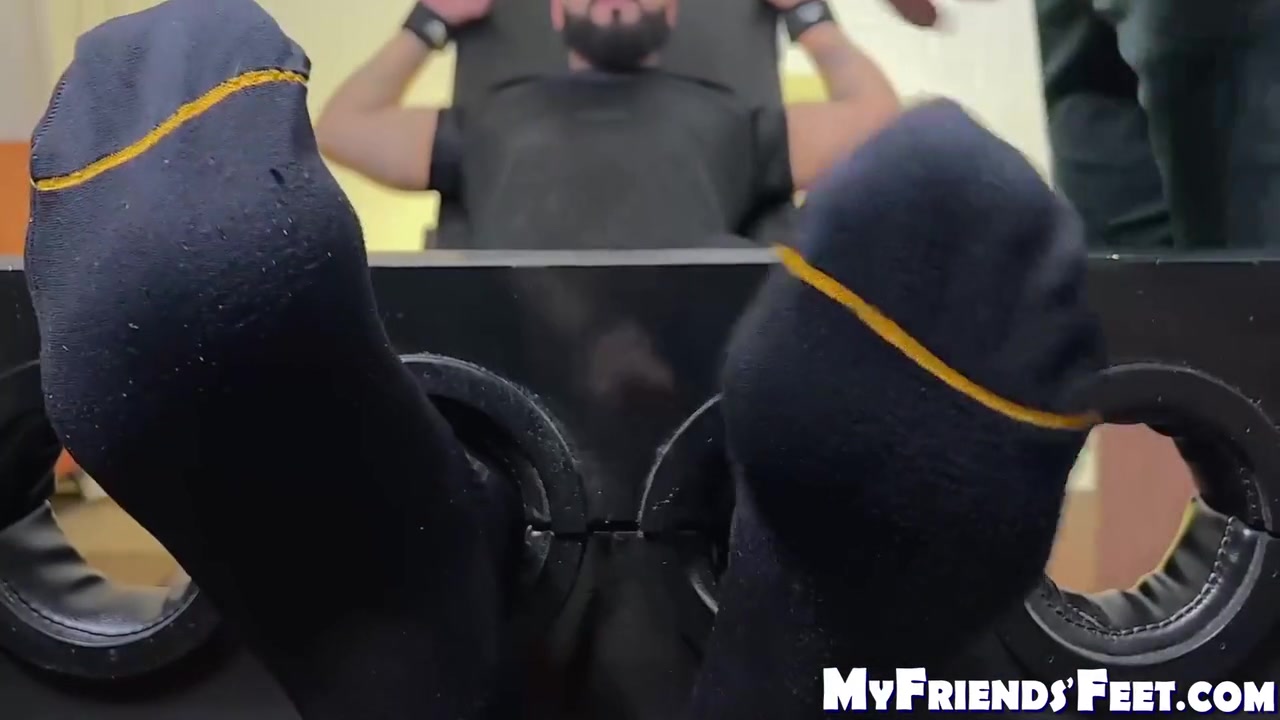 Restrained Hunk Rikk Tickled All Over Feet In Threesome