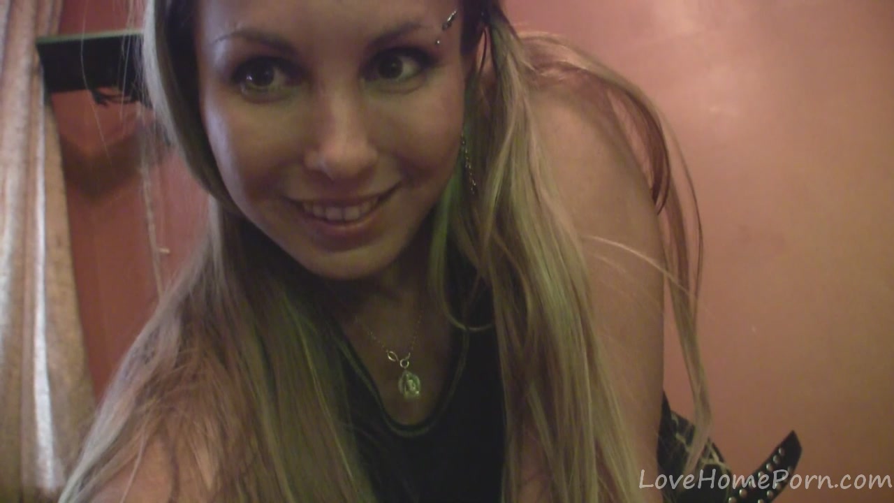 Blonde babe plays with her big tits