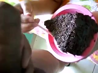 Brazilian slut wants to eat chocolate cake with guy's tasty jizz