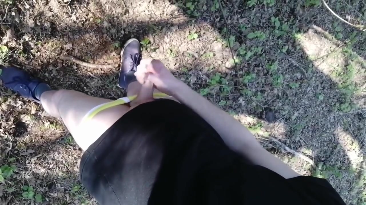 Blonde Twink In Yello Briefs - Outdoors Cum!