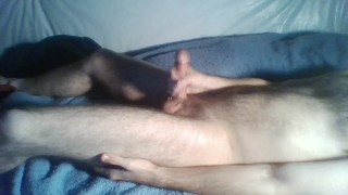 hairy cub stroking cock hard