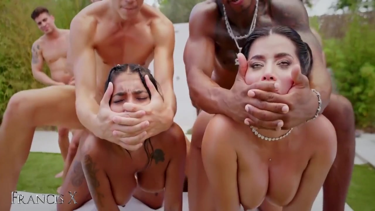 Outdoor Gangbang 9 Guys Fuck 2 Sluts In Lingerie With Anal And Dp - Sara Retali, Francis X And Brady Bud