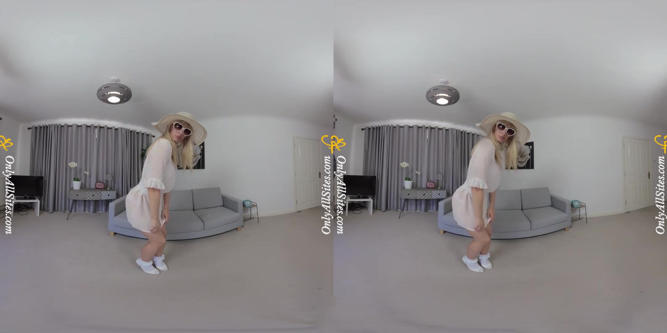 Pippa Doll - White Dress; Cute Blonde Amateur Solo Striptease