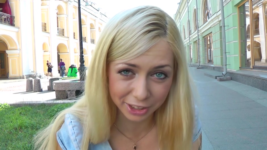Lusty blonde does anal fisting in public