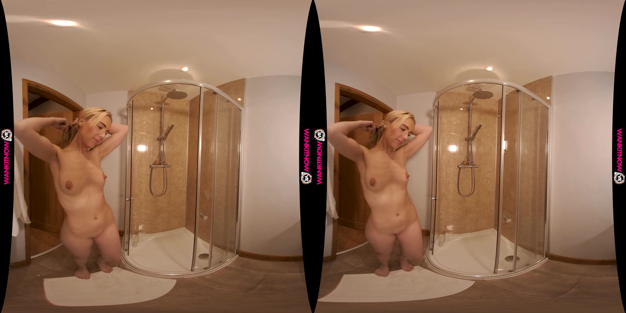 Shower Antics - Cute Blonde Solo in the Shower - SexLikeReal