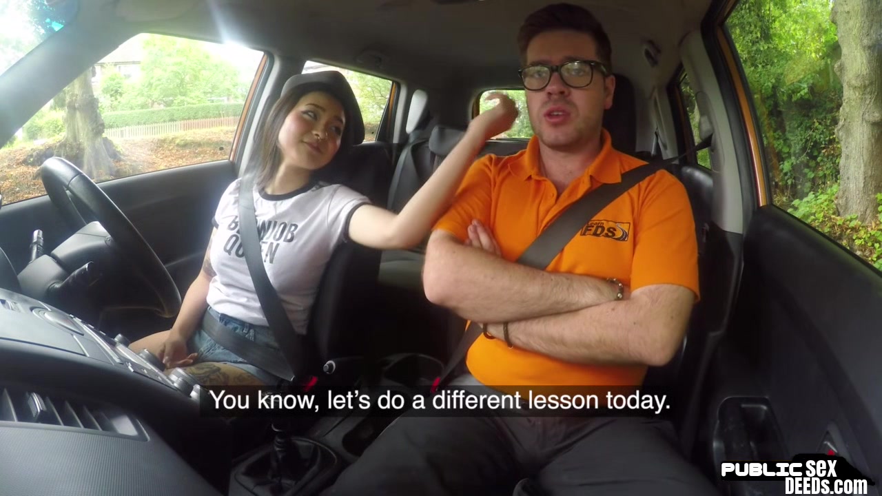 Driving Asian babe pussy nailed by instructor after blowjob