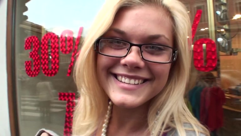 Sexy blond tries on hot underware previous to bj