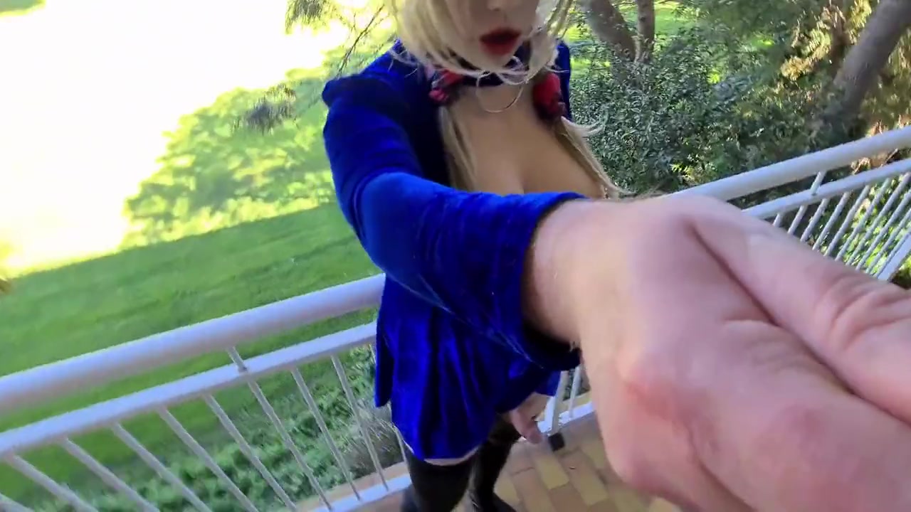 Shemale Sissy Slut Flashing And Kering On Public Balcony