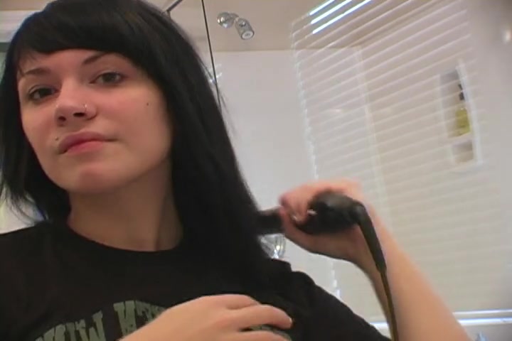 Showing my pretty teen 18+ face while making up my hair