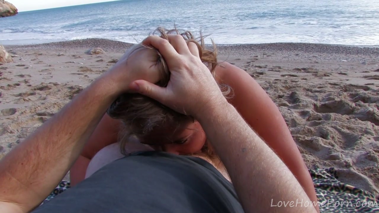 Petite Blonde Rides Cock On The Beach
