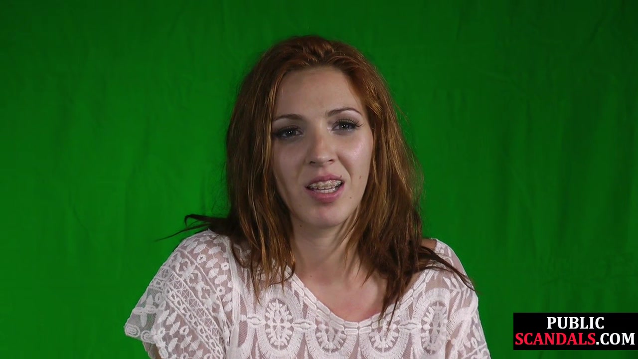 Redhead eurobabe gets spanked in public and fucked after