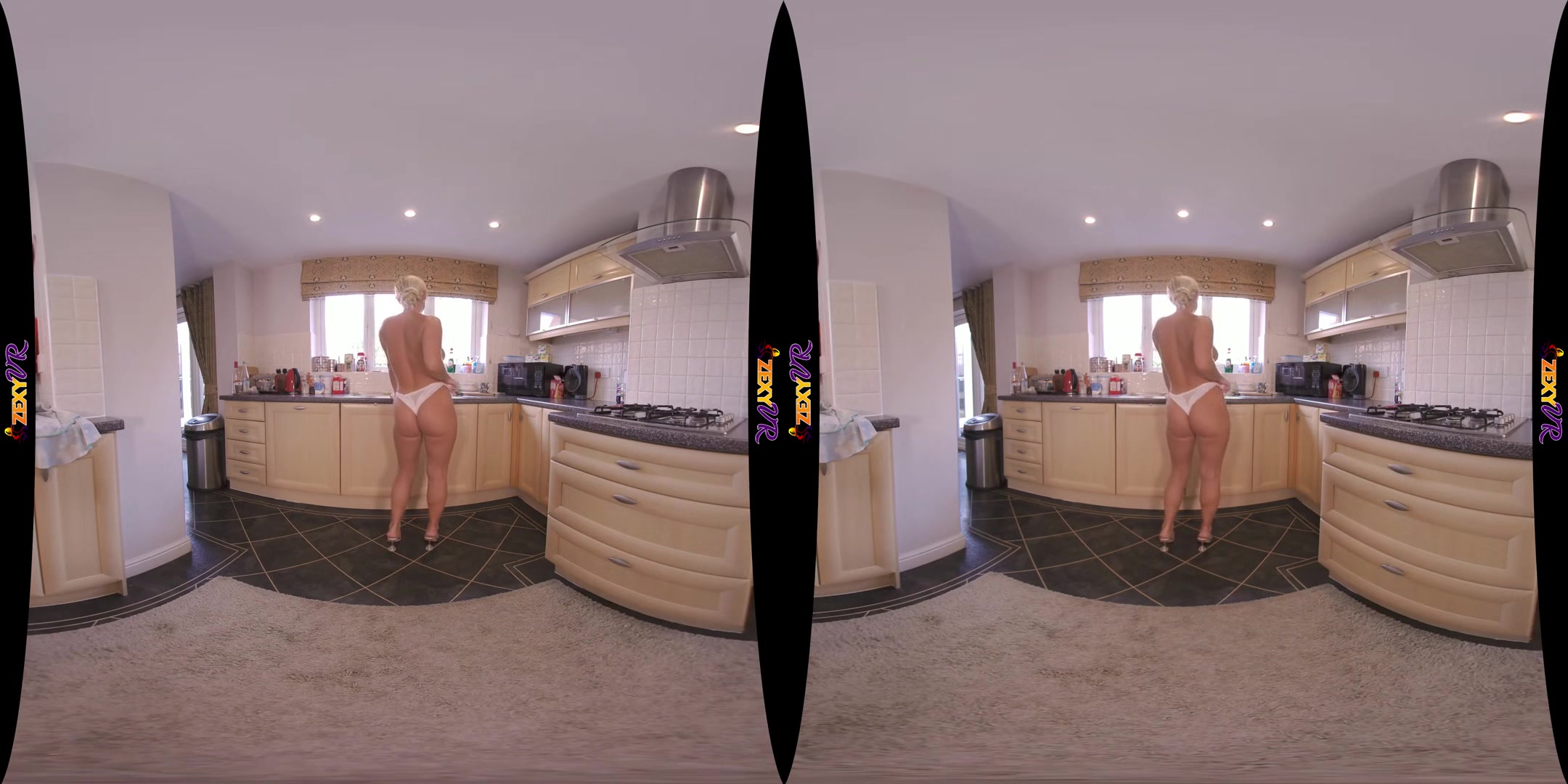 Perv On Me - Big Tits Babe Stripping in the Kitchen