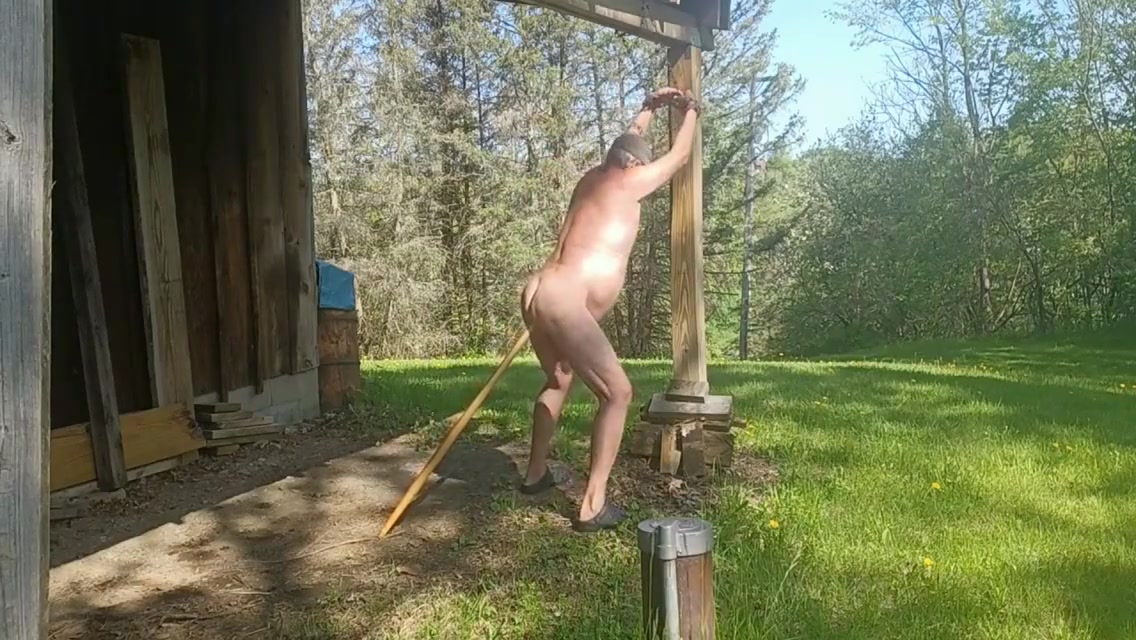 Old Man Chained And Rides Wood Handle 3 Min