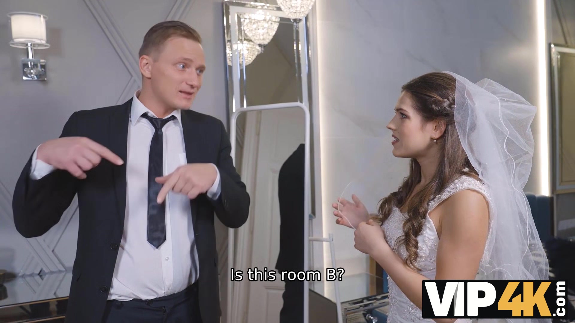 VIP4K. Bride cant resist and seduces him to fuck before wedding