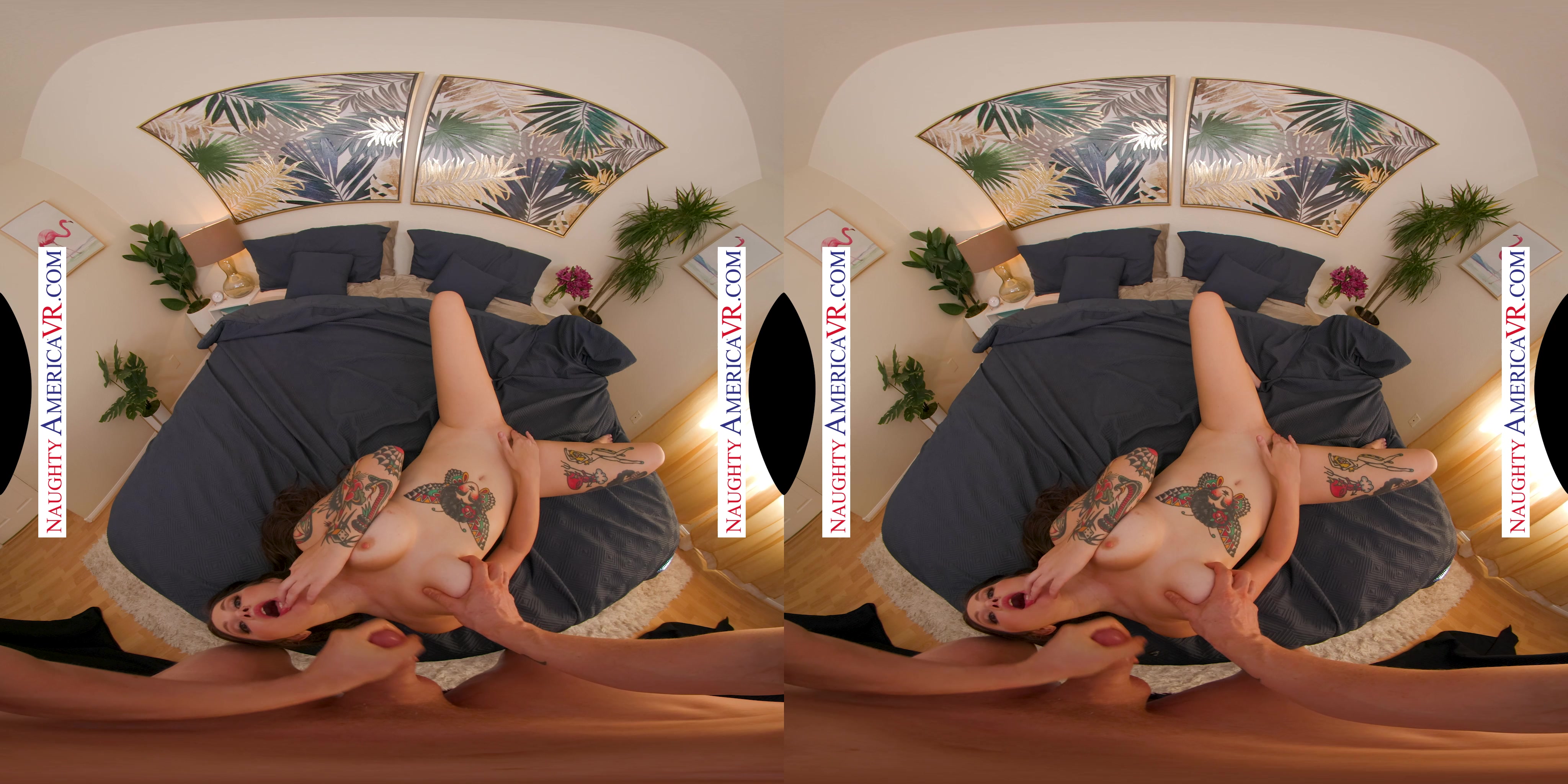 Bella Blu definitely has bigger and juicier tits than her friend does
