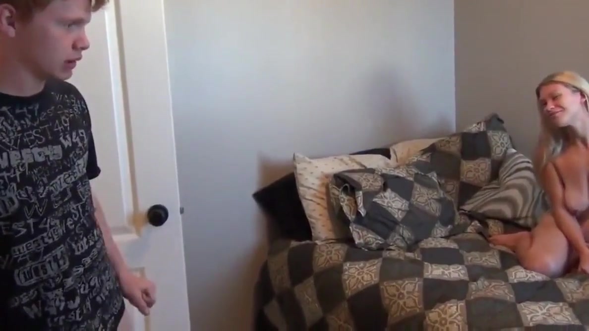 redhead boy spying on his new very busty roommate girl