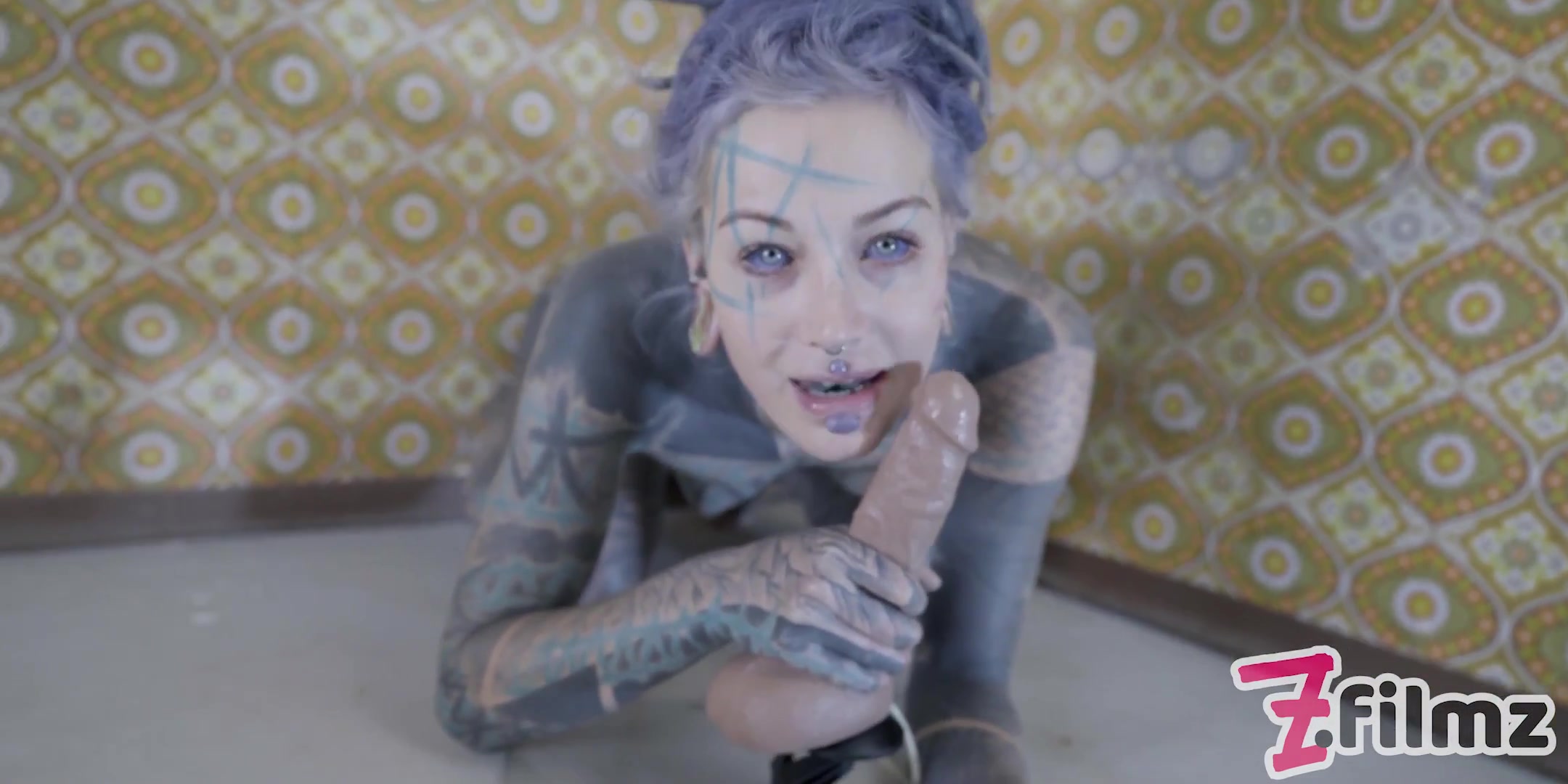 Alternative Tattoo Model Masturbating With Big Toy