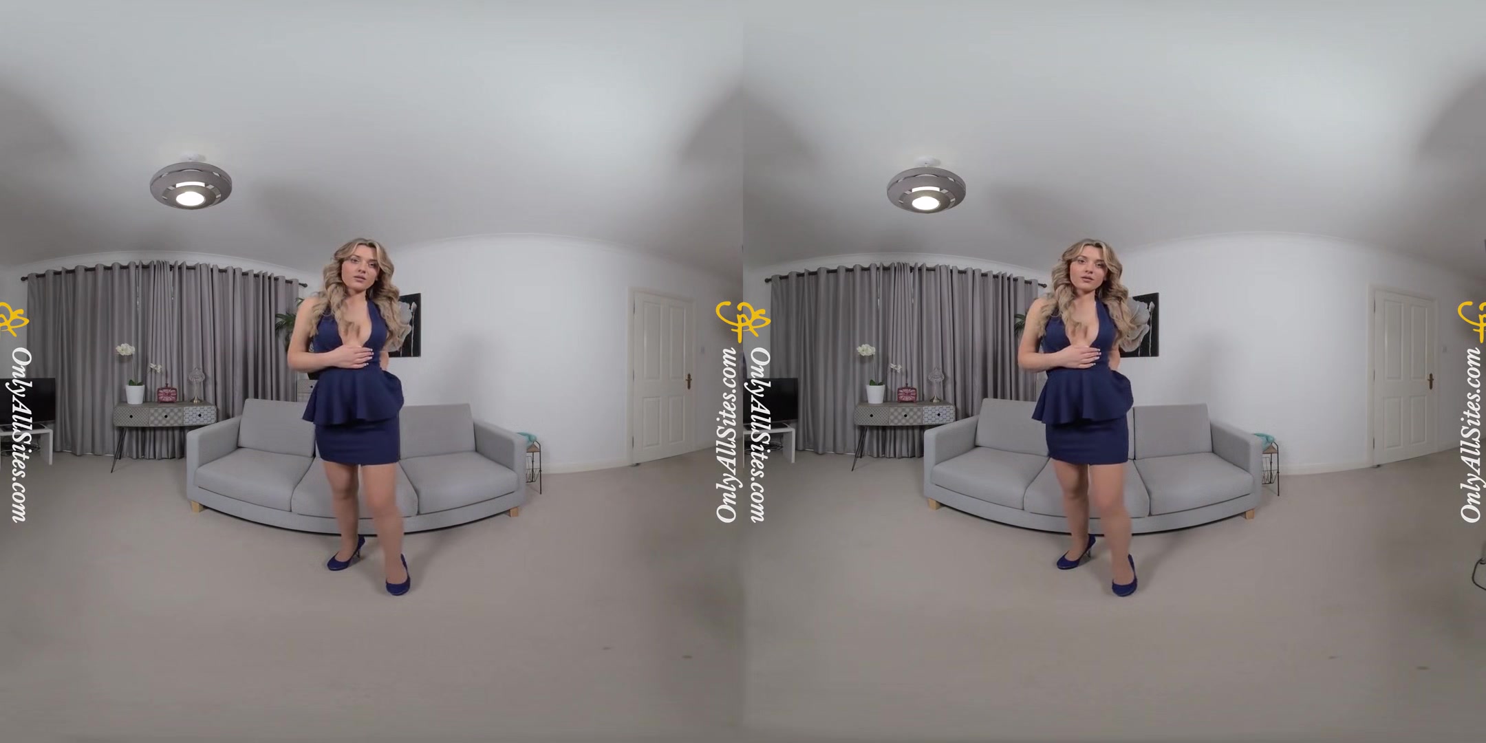 Chelsea Chamberlain - Play with Her Big Tits - Blonde Solo Model Striptease Nylons