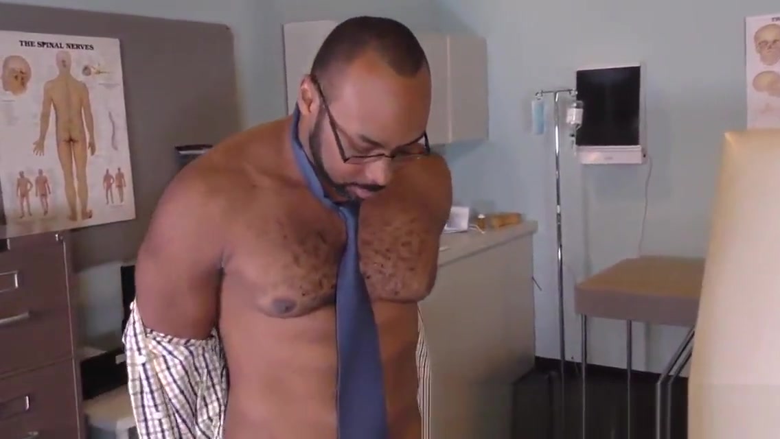 Black doctor spunks hunk