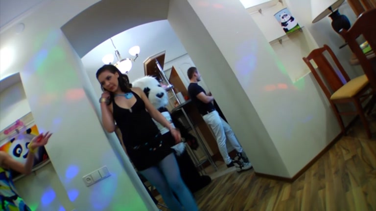 Fuckfest at a party with a teddy panda