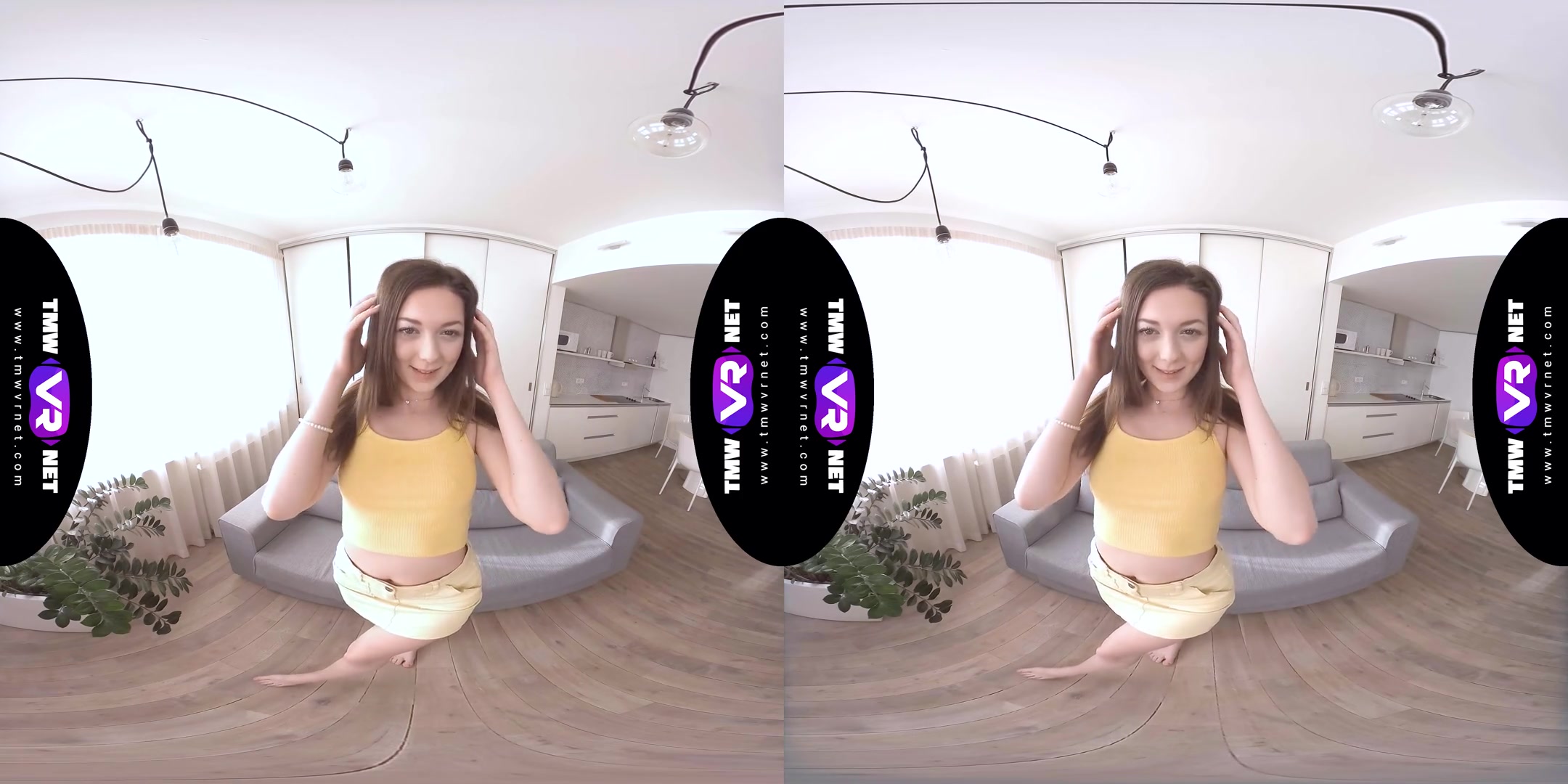 You Can Watch But Can't Touch - Cute teen 18+ Stripping and Masturbating on the Couch HD VR