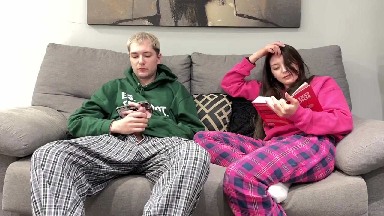 Sugary Kitty - Stepbrother Watch Porn And Jerk Off Next To Stepsister! But She Deci