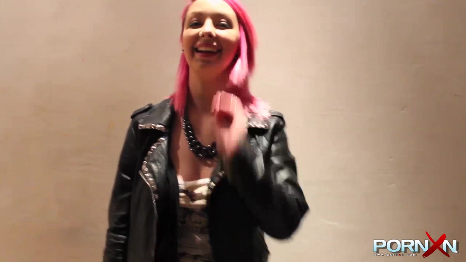 Pink hair slut flashing in public