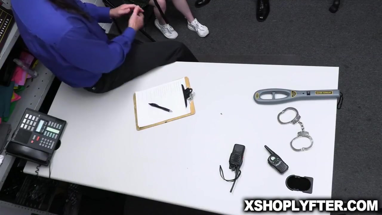 Petite Thief Banged By 2 Security Officers