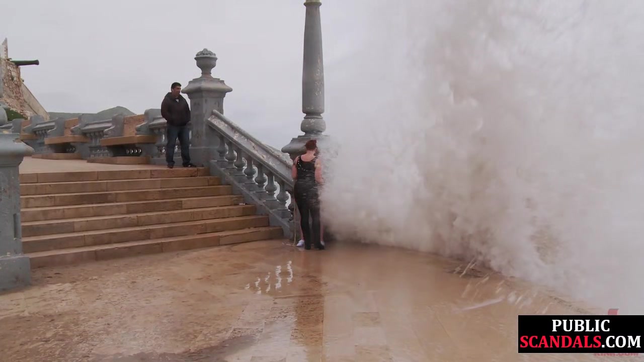 Useless public slut deepthroats cock in front of